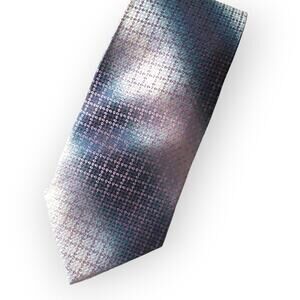 Kai Long 100% silk neck tie, pale blue/pink pattern